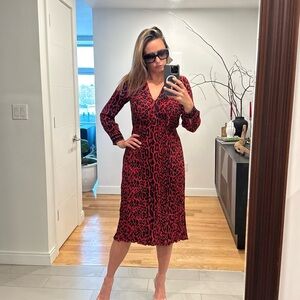 Zara Red and Black Long Sleeve Dress
